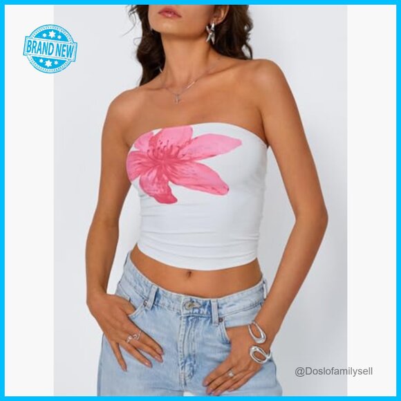 Y2K Tube Top Butter Soft Strapless Crop Top Stretchy Bandeau Summer Wear - Picture 2 of 6